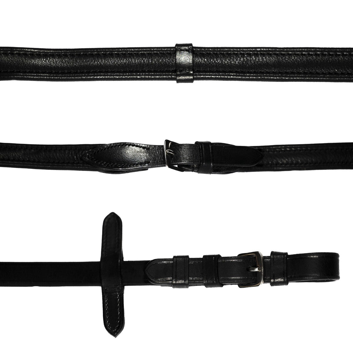 Padded Nappa Flat Leather Reins | Silver Fittings