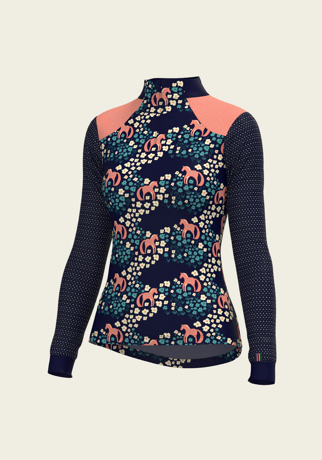 Cavallo Flowers on Teal | Sport Mesh Quarter Zip Sun Shirt