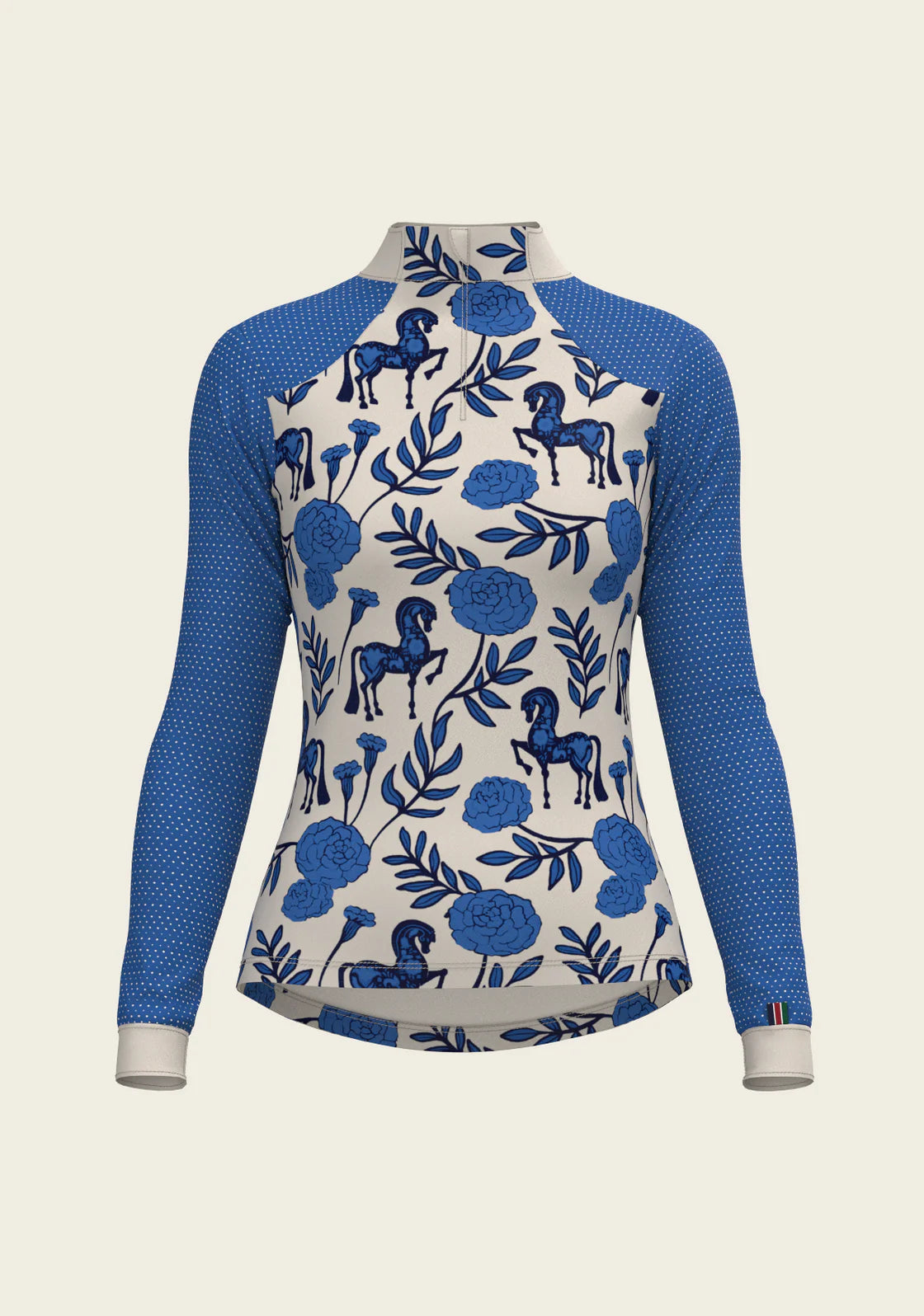 Peony in Blue Sport Mesh | Quarter Zip Sun Shirt