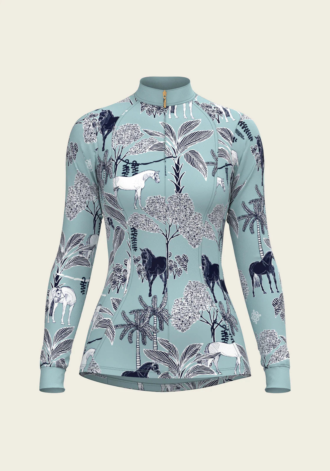 Island Horses on Sky Blue | Quarter Zip Sun Shirt