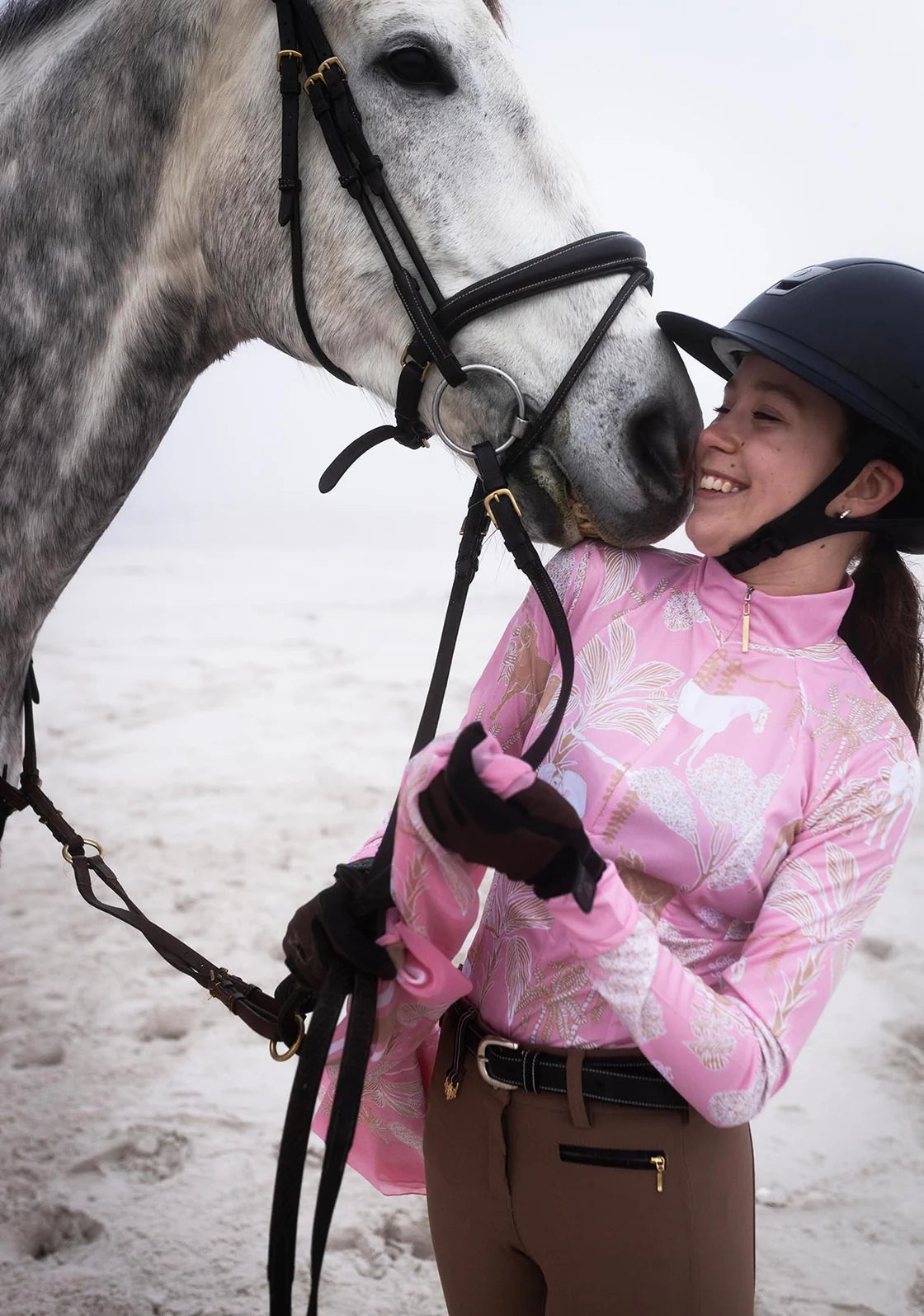 Island Horses on Rose | Quarter Zip Sun Shirt